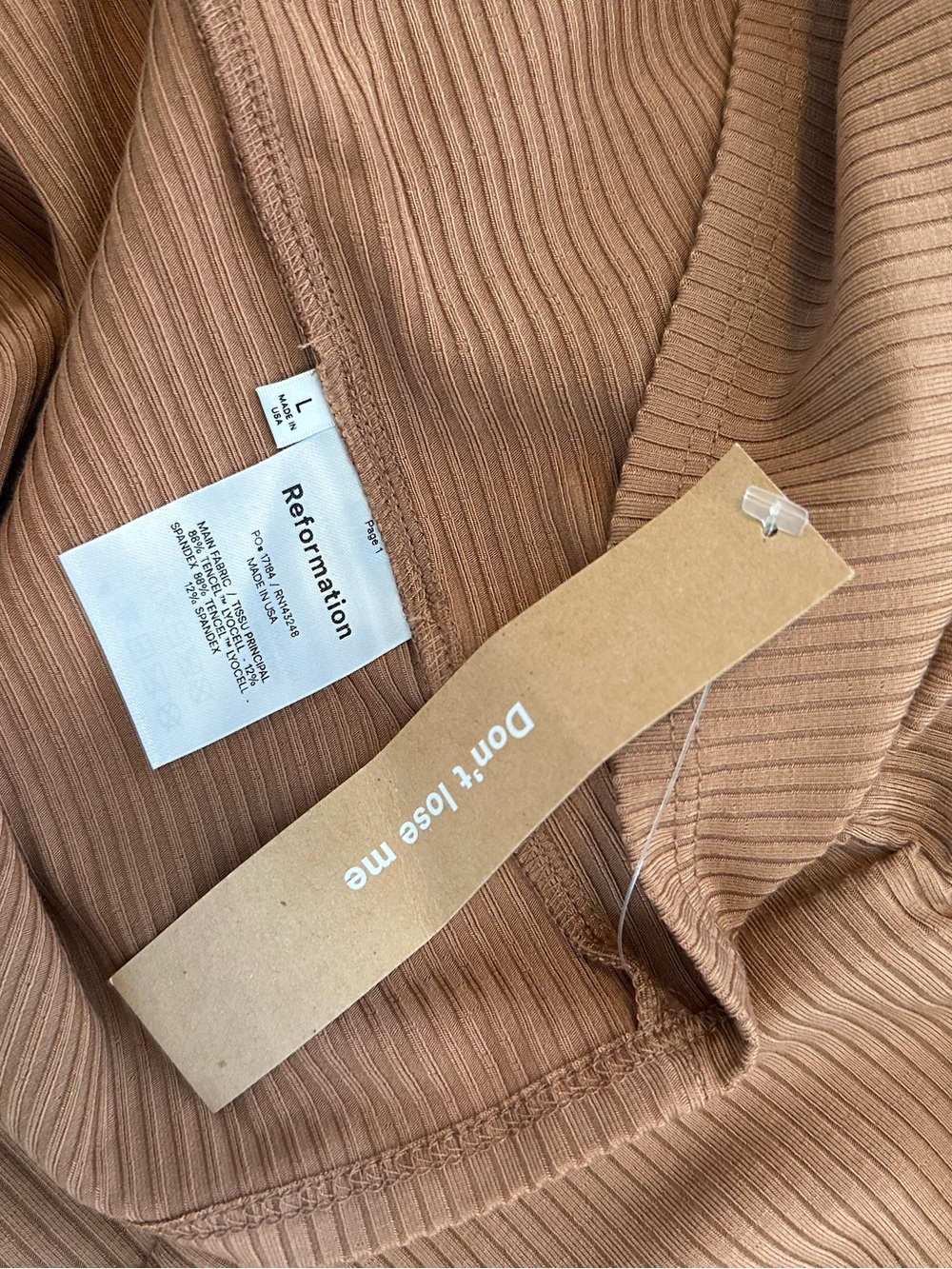Reformation Bleeker Dress Butterscotch Ribbed Ruched Midi Size L - Picture 5 of 6